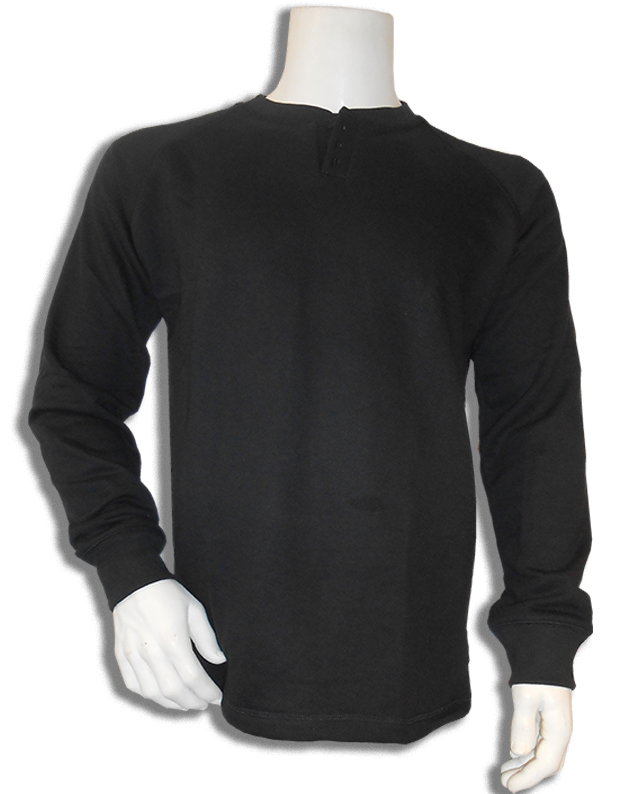 Bamboe sweater Henley zwart